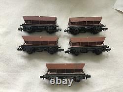 GRAHAM FARISH N GAUGE 373-502 JOB LOT OF 5x BROWN HOPPER WAGONS (1x WEATHERED)