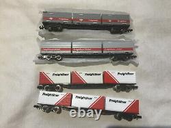 GRAHAM FARISH N GAUGE JOB LOT OF 4x VARIOUS BOGIE WAGONS WITH 20ft CONTAINERS