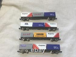 GRAHAM FARISH N GAUGE JOB LOT OF 4x VARIOUS BOGIE WAGONS WITH 20ft CONTAINERS