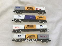 GRAHAM FARISH N GAUGE JOB LOT OF 4x VARIOUS BOGIE WAGONS WITH 20ft CONTAINERS