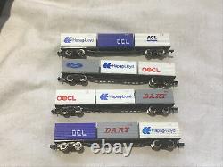 GRAHAM FARISH N GAUGE JOB LOT OF 4x VARIOUS BOGIE WAGONS WITH 20ft CONTAINERS