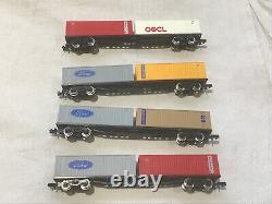 GRAHAM FARISH N GAUGE JOB LOT OF 4x VARIOUS BOGIE WAGONS WITH 30ft CONTAINERS