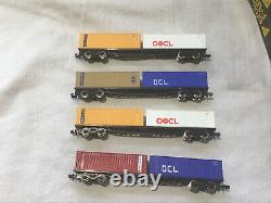 GRAHAM FARISH N GAUGE JOB LOT OF 4x VARIOUS BOGIE WAGONS WITH 30ft CONTAINERS
