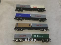 GRAHAM FARISH N GAUGE JOB LOT OF 4x VARIOUS BOGIE WAGONS WITH 30ft CONTAINERS