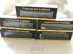 GRAHAM FARISH N GAUGE JOB LOT OF 5x VARIOUS SR GREEN BULLEID COACHES -RENUMBERED