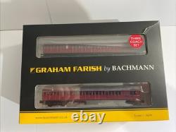 Graham Farish 374-912 Set of 3 SE&CR 60ft Birdcage Coaches, BR Crimson, N Gauge