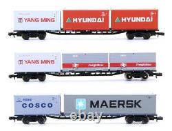 Graham Farish'n' Gauge Rake Of 3 63ft Container Wagons With Container Loads