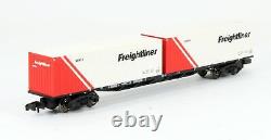 Graham Farish'n' Gauge Rake Of 4 Bogie Flat Wagons With Containers