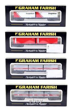 Graham Farish'n' Gauge Rake Of 4 Freightliner 63ft Bogie Wagons With Containers