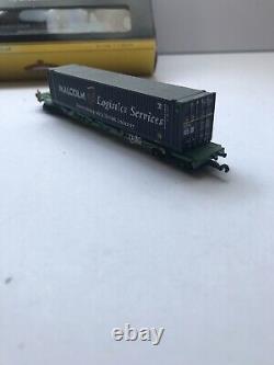 Graham farish n gauge INTERMODAL BOGIE WAGONS WITH CONTAINERS MALCOLM LOGISTICS