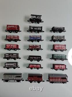 Large Rake Of 19 Graham Farish Plank Wagons and Brake Vans N Gauge Lot