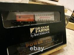 N Gauge Graham Farish Intermodal Bogie Wagons containers (weathered modified)