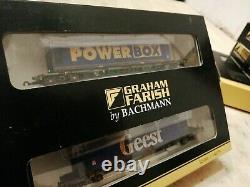 N Gauge Graham Farish Intermodal Bogie Wagons containers (weathered modified)
