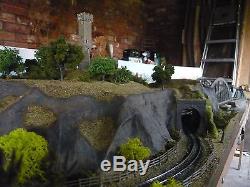 N Gauge complete model railway layout, good condition, nice scenery, buildings