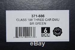 N gauge. Graham Farish 371-371, DCC Fitted, Class 108 3 x Car DMU in BR Green