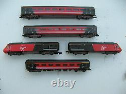 N-gauge Virgin HST train, power car, dummy car and three coaches