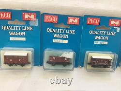 PECO / GRAHAM FARISH N GAUGE JOB LOT OF 10x VARIOUS NE BROWN WAGONS