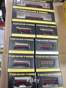 Rake of 10 Graham Farish wagons in'EWS' maroon