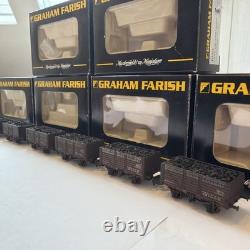 Set of 6 Graham Farish 377-076 N Gauge 7 Plank Wagon Douglas Bank. Weathered