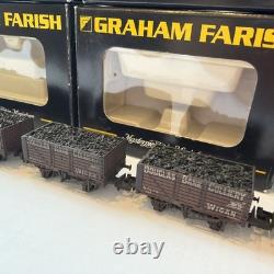 Set of 6 Graham Farish 377-076 N Gauge 7 Plank Wagon Douglas Bank. Weathered