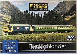 The Highlander N Gauge DCC train Set Class 37 Locomotive 2 Coaches 370-048 NEW